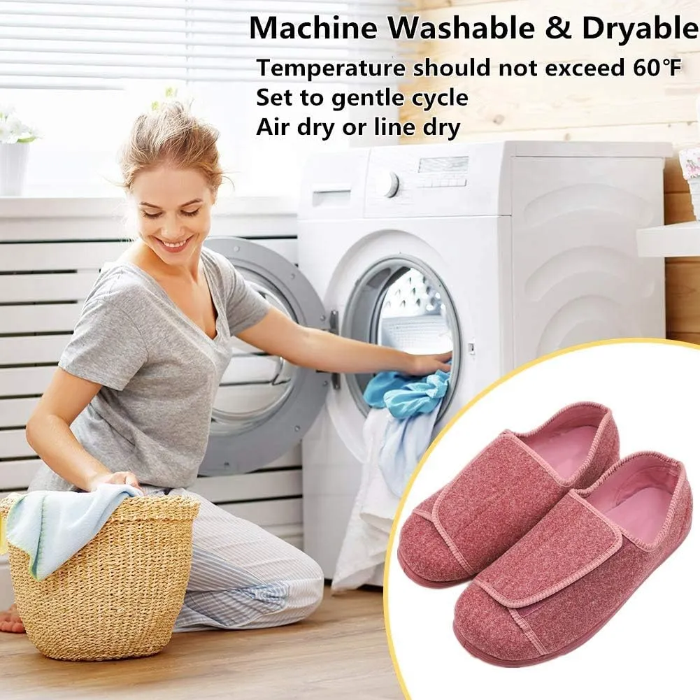 Women's Extra Wide Diabetic Shoes, Adjustable Closures Elderly Women Slippers Fit for Edema Orthopaedic Fasciitis