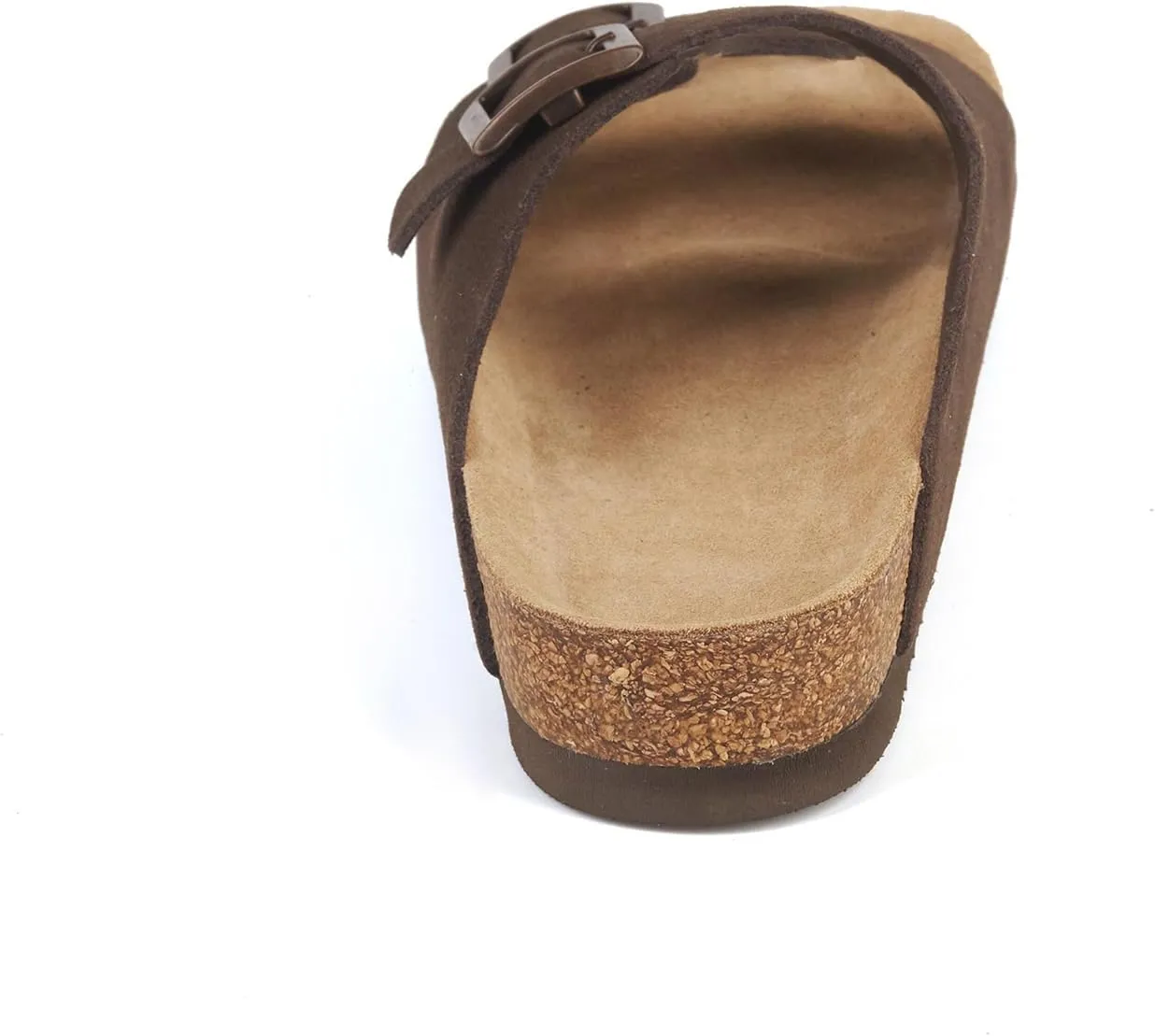 Women's Flat Sandals Cork Footbed 2 Straps Slide Sandal with Adjustable Buckle Slip on Slippers