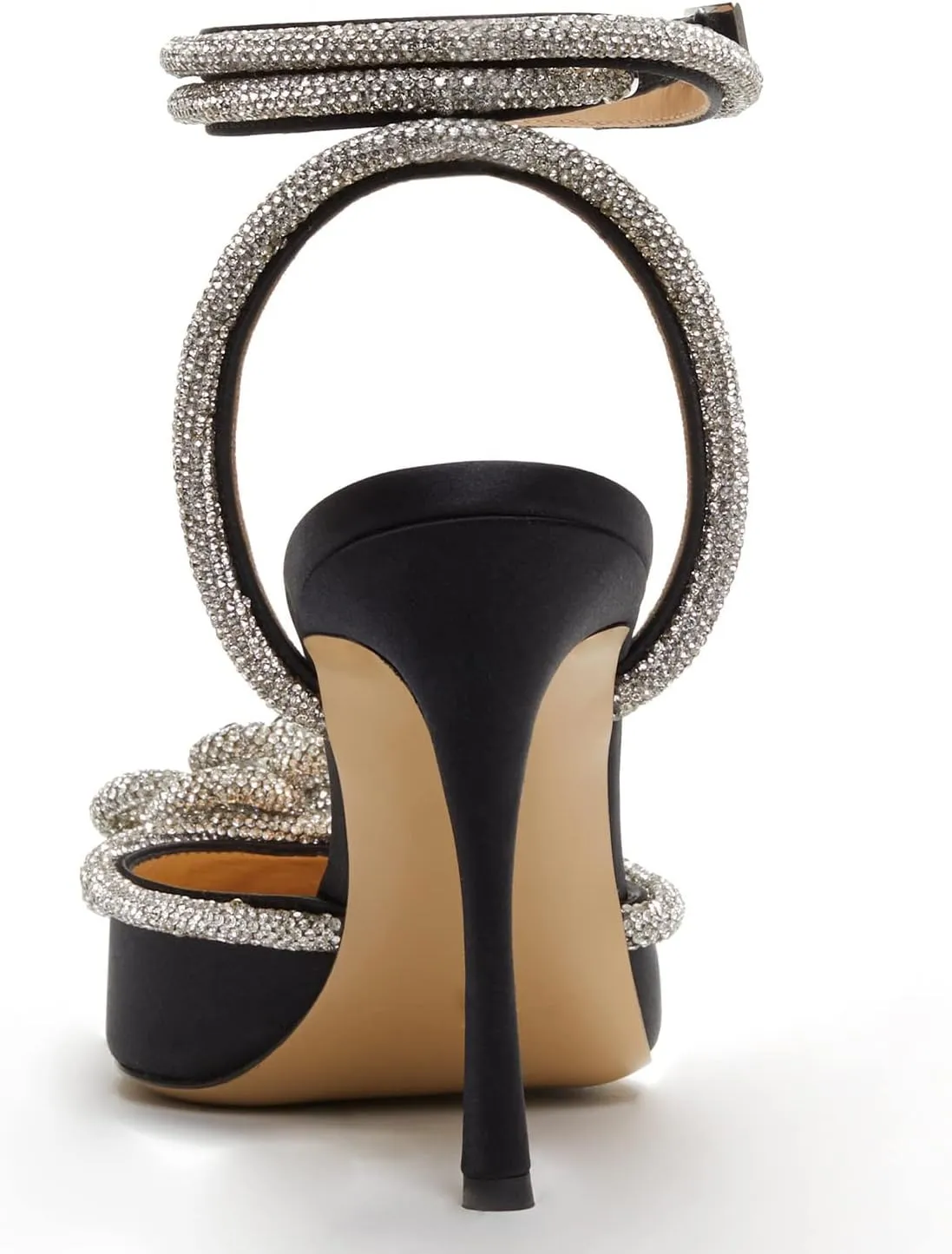 Women's Heeled Sandals Pointed Toe Crystal Heart Glitter Pumps Rhinestones Embellished Ankle Strap Slip-On Stilettos Wedding Party Dress Shoes