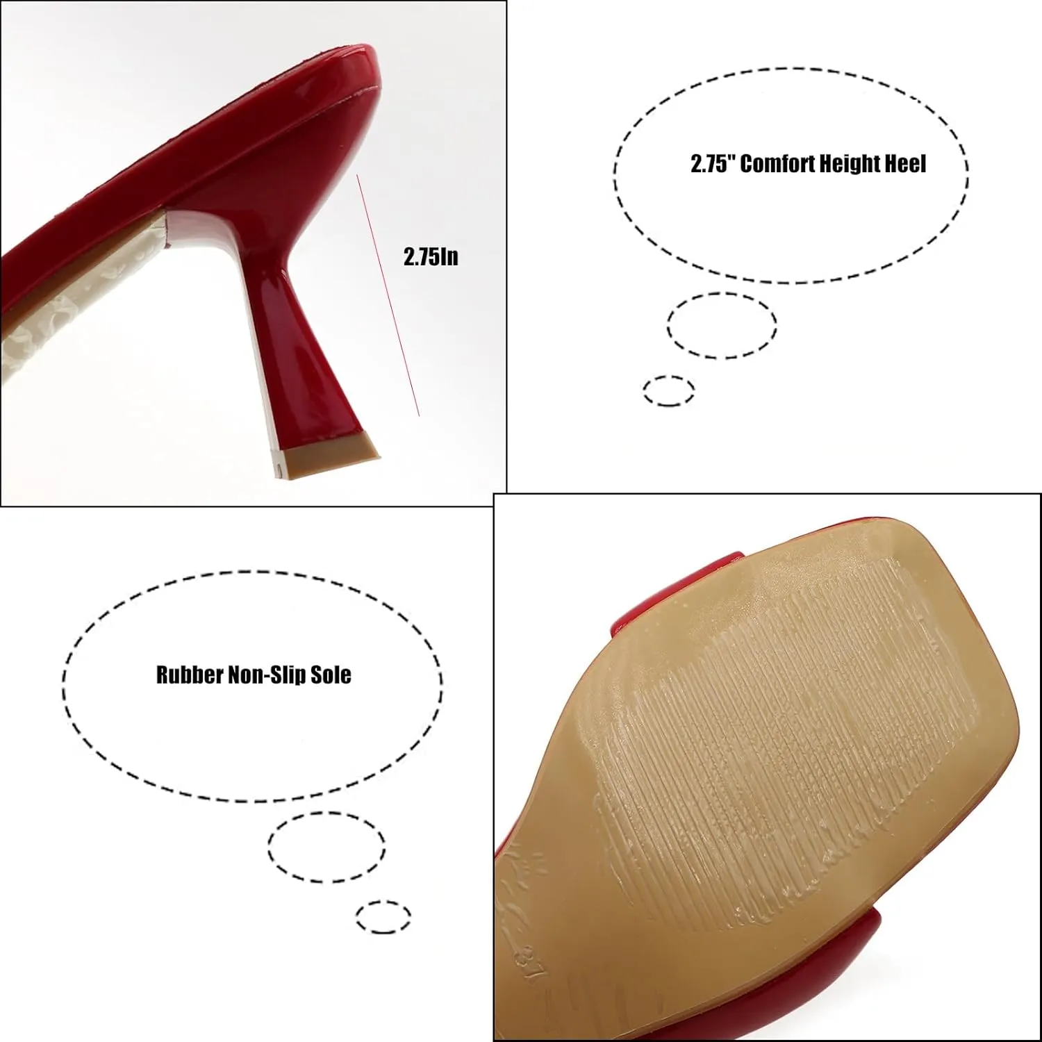 Women's Leather One Band Square Open Toe Stiletto Slide Sandals Fashion Slip-On Sexy Kitten Heel Mule Sandals Wedding Party Evening Prom Dance Backless Dress Slipper Pump Shoes