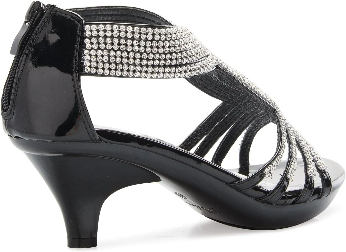 Women's Open Toe Strappy Rhinestone Dress Sandal Low Heel Wedding Shoes
