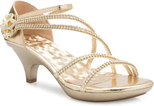 Women's Open Toe Strappy Rhinestone Dress Sandal Low Heel Wedding Shoes