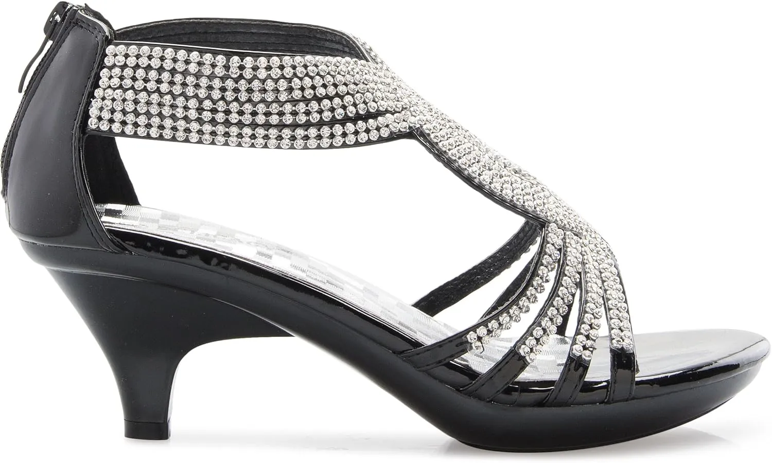 Women's Open Toe Strappy Rhinestone Dress Sandal Low Heel Wedding Shoes