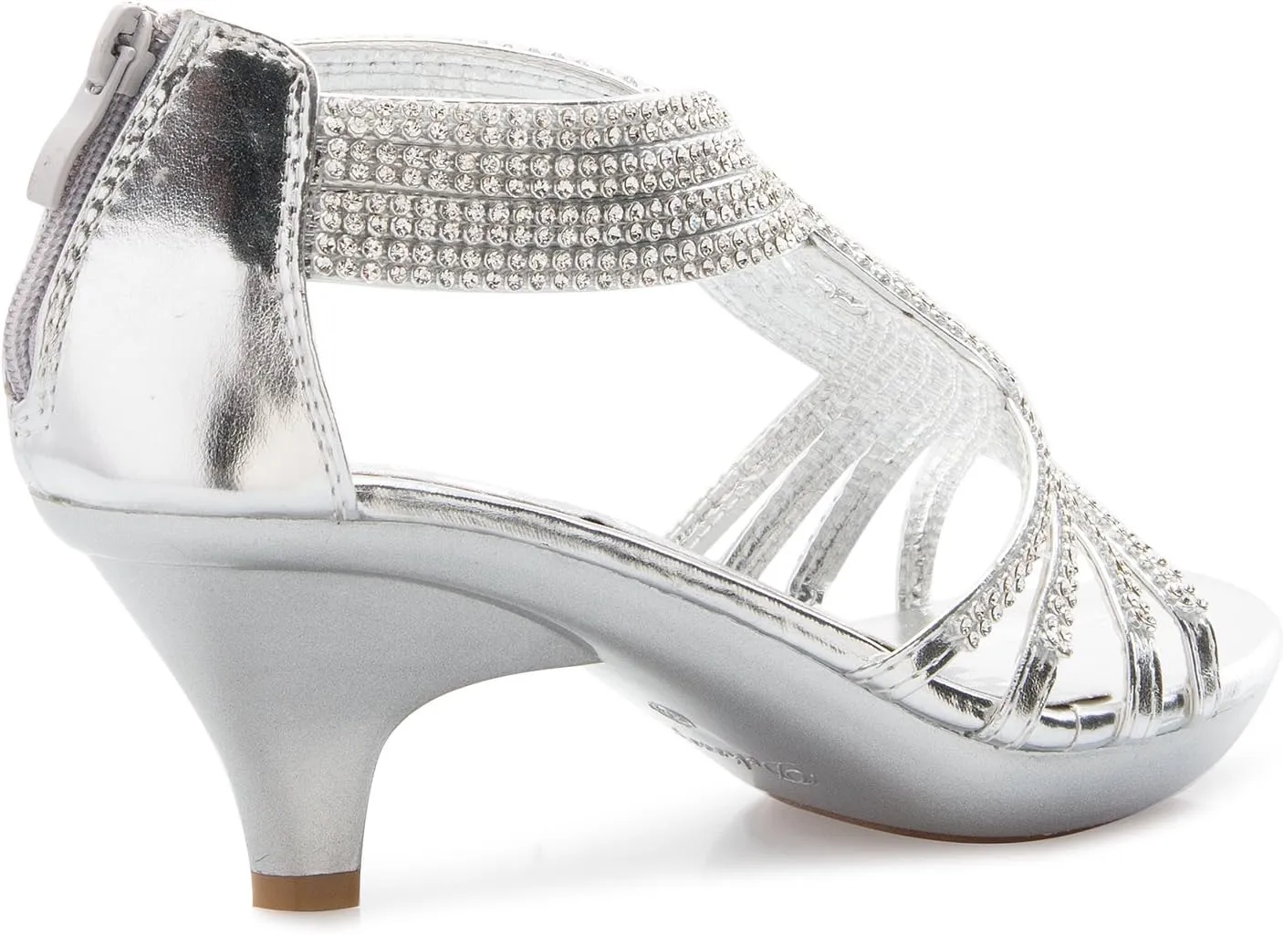 Women's Open Toe Strappy Rhinestone Dress Sandal Low Heel Wedding Shoes