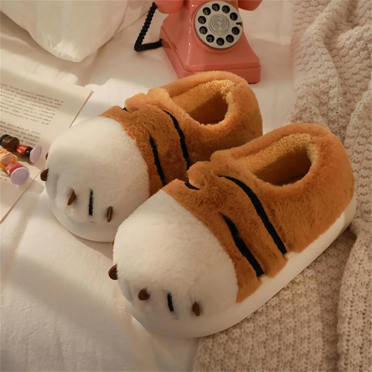 Women's Pig & Cow Animal Slippers - Soft Plush Cotton Winter Warm House Shoes