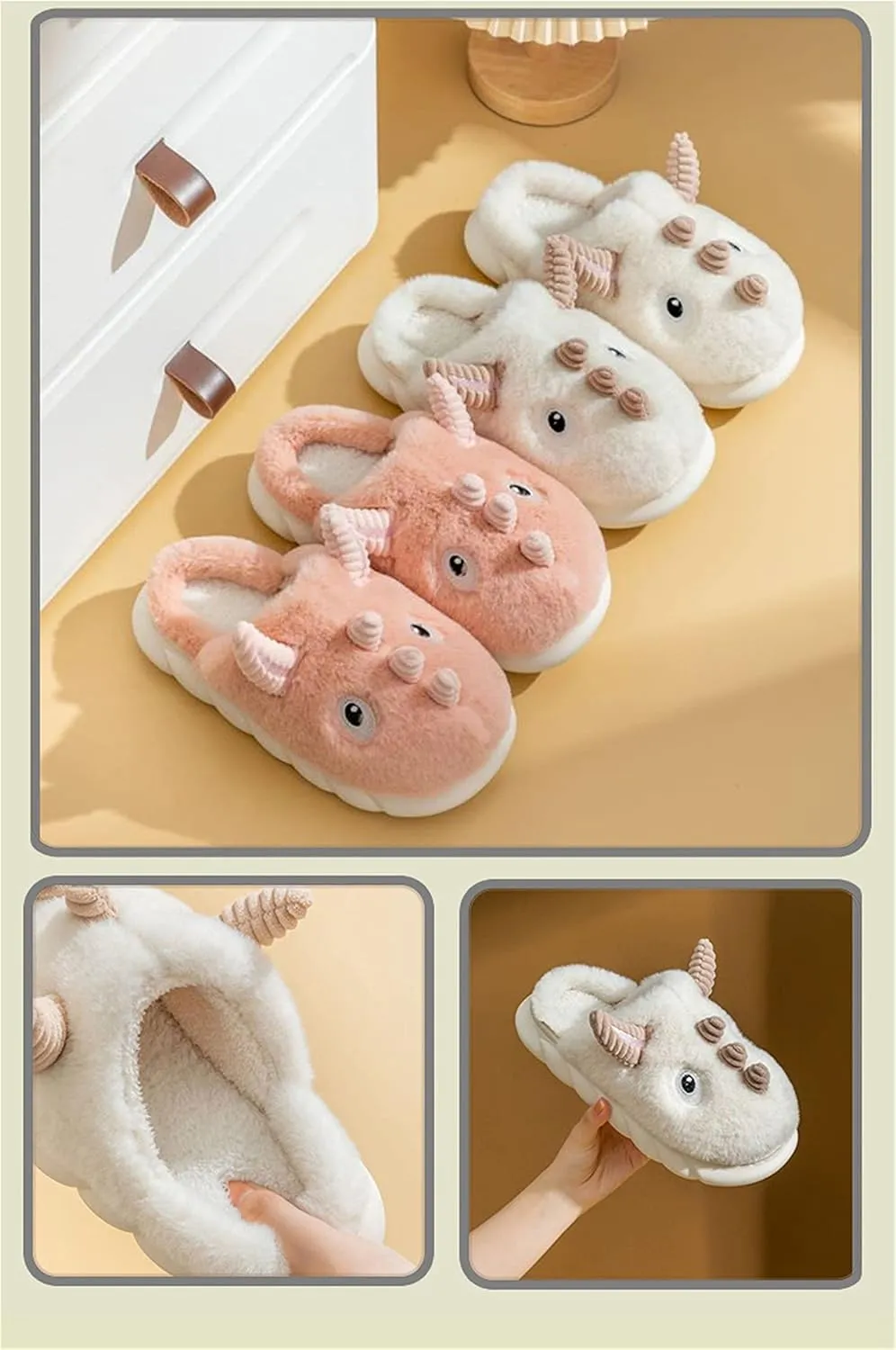 Women's Pig & Cow Animal Slippers - Soft Plush Cotton Winter Warm House Shoes