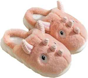 Women's Pig & Cow Animal Slippers - Soft Plush Cotton Winter Warm House Shoes