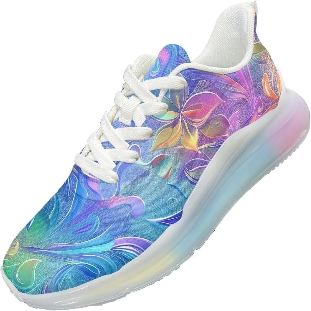 Women's Rainbow Sneaker Cozy Lightweight Air Cushion Footwear Travel Sneaker Breathable Anti-Slip Walking Shoes for Women US 6-11