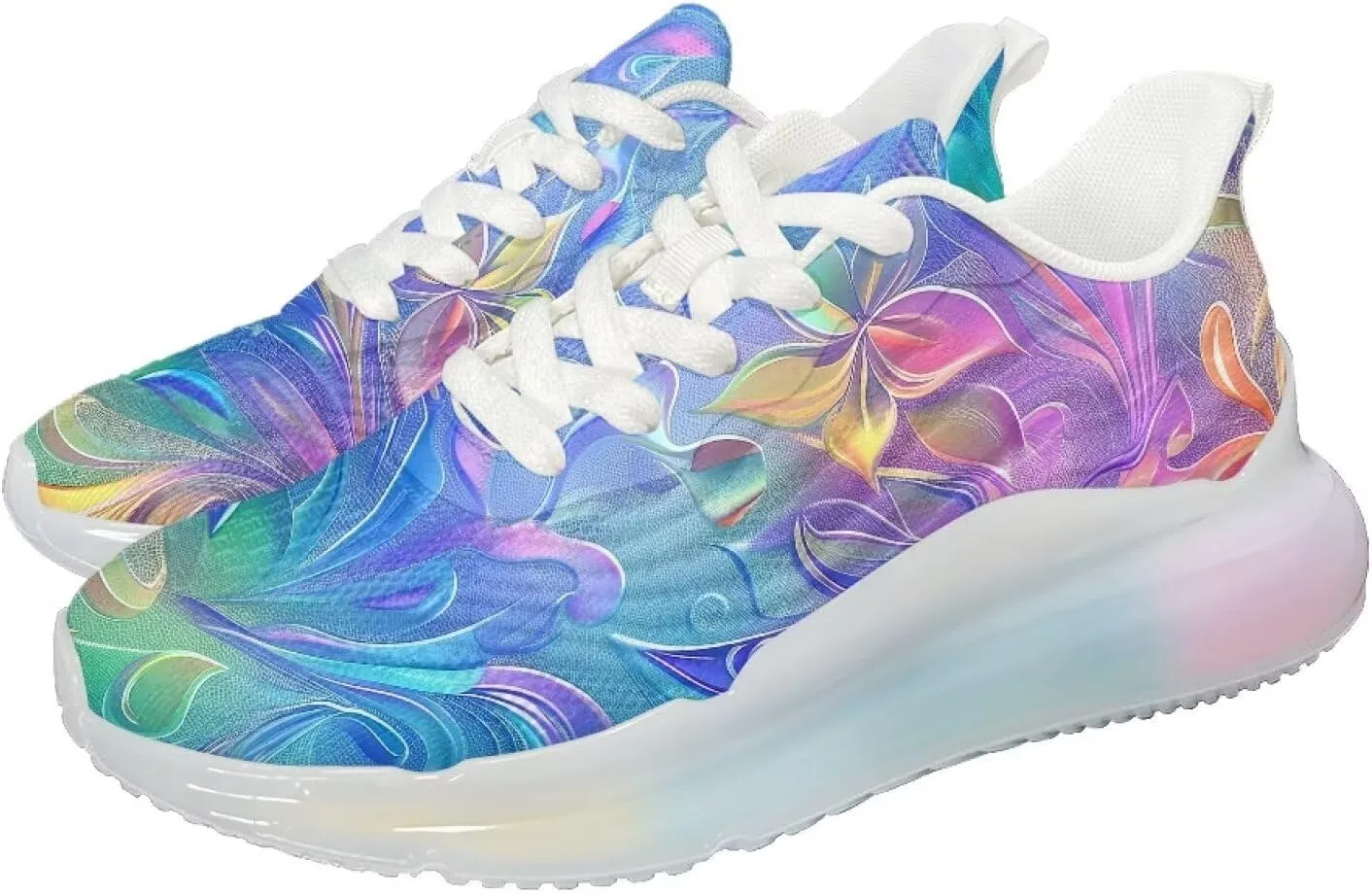 Women's Rainbow Sneaker Cozy Lightweight Air Cushion Footwear Travel Sneaker Breathable Anti-Slip Walking Shoes for Women US 6-11