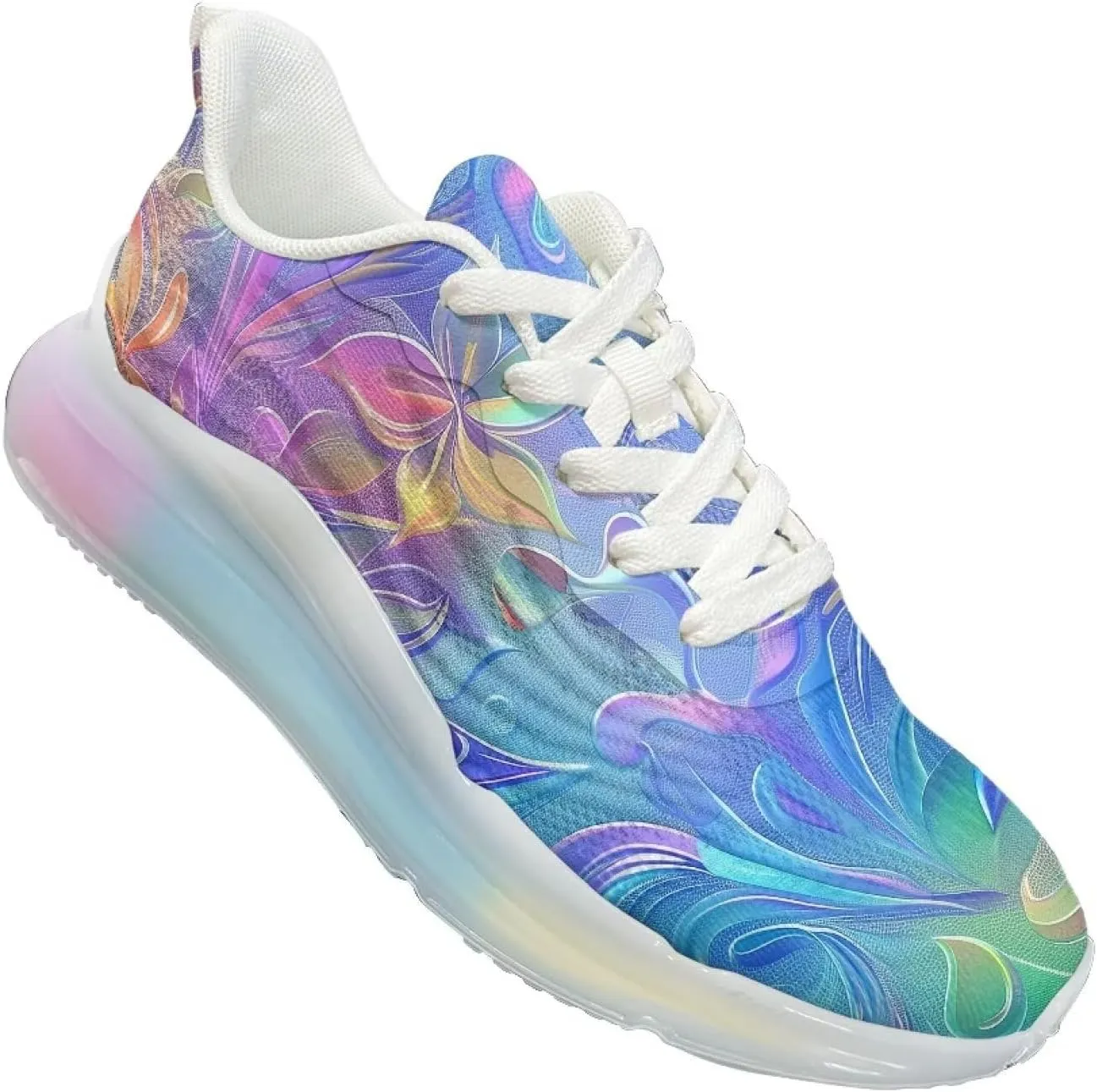 Women's Rainbow Sneaker Cozy Lightweight Air Cushion Footwear Travel Sneaker Breathable Anti-Slip Walking Shoes for Women US 6-11