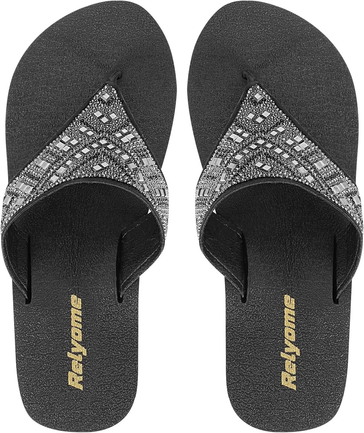 Womens Rhinestones Flip Flops Arch Support Mid Platform Bling Comfortable Flip-flops Jewel Dressy Thong Sandals
