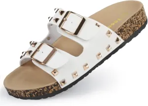 Women's Sandals,Cork Footbed Slide Sandal with Comfortable Arch Support And Buckle Adjustable Strap