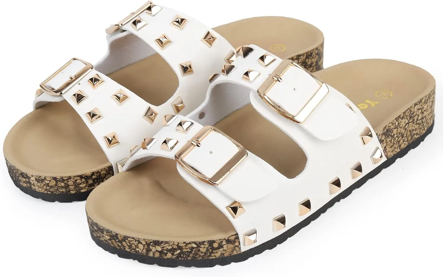 Women's Sandals,Cork Footbed Slide Sandal with Comfortable Arch Support And Buckle Adjustable Strap