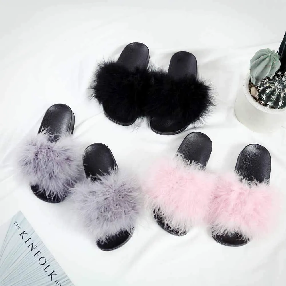 Women's Slippers Sliders for Women Slippers Soft Winter Warm Home Slipper Fashion Faux Flops Shoes Fluffy Woman Indoor Outdoor Sandals
