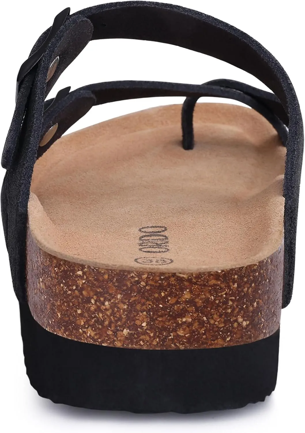 Women's Suede Platform Sandals Cork Footbed Adjustable Comfortable Support Summer Slides