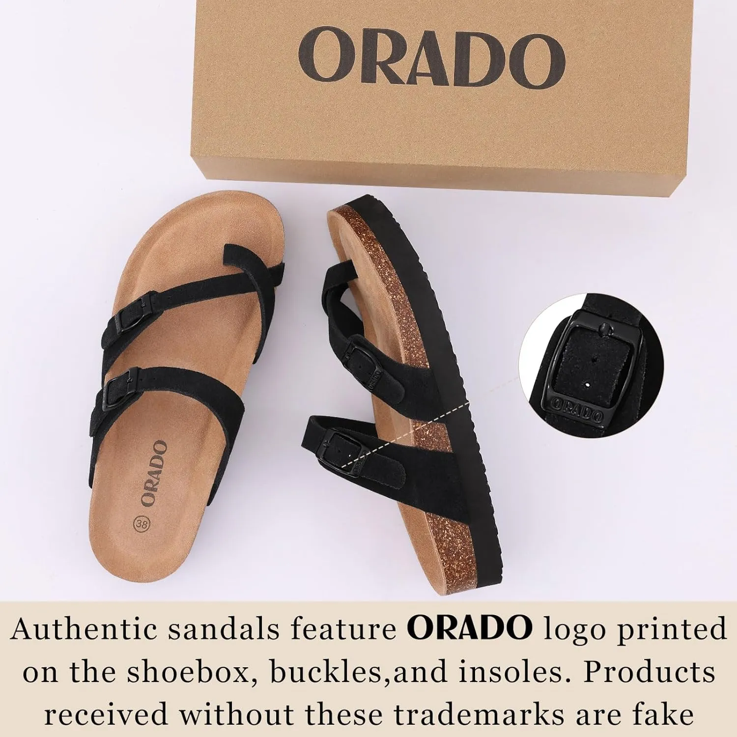 Women's Suede Platform Sandals Cork Footbed Adjustable Comfortable Support Summer Slides