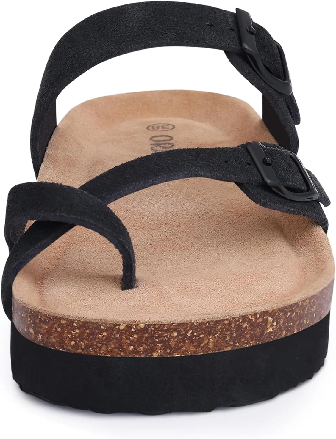 Women's Suede Platform Sandals Cork Footbed Adjustable Comfortable Support Summer Slides