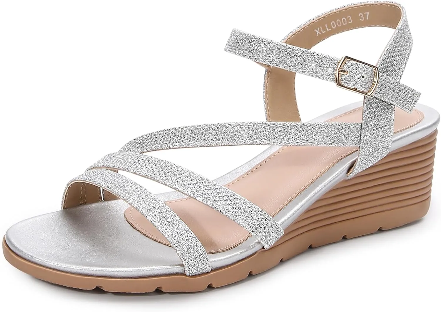 Women's Wedge Sandals Dressy, Comfortable Strappy Low Wedges Womens Open Toe Sandal for Summer