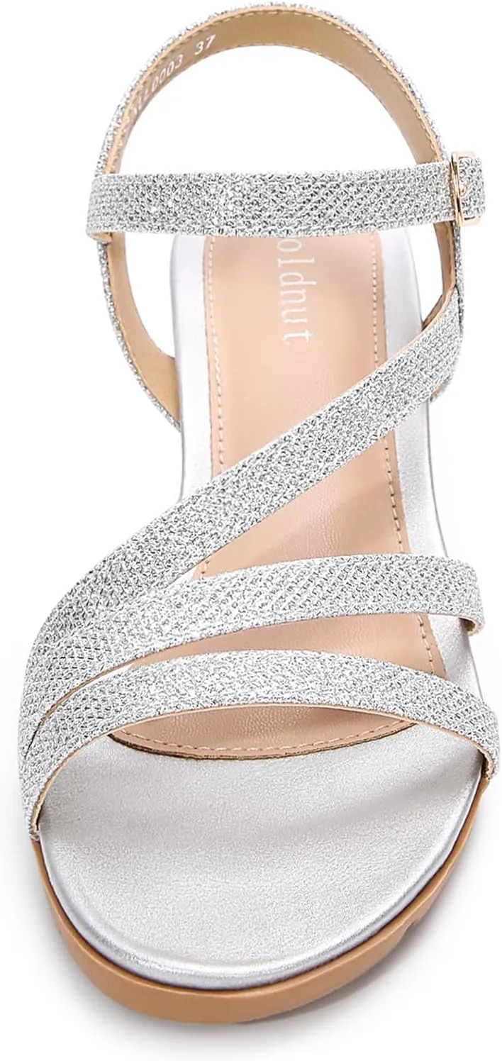 Women's Wedge Sandals Dressy, Comfortable Strappy Low Wedges Womens Open Toe Sandal for Summer