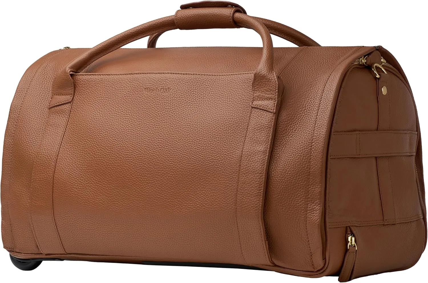 Wool & Oak - NOVA Large Duffle Bag with Wheels - Carry On Garment Duffle Bags for Travel, Overnight, Hospital - Travel Bags for Women & Men with Shoe Compartment & Tech Pocket (Leather, Sand)