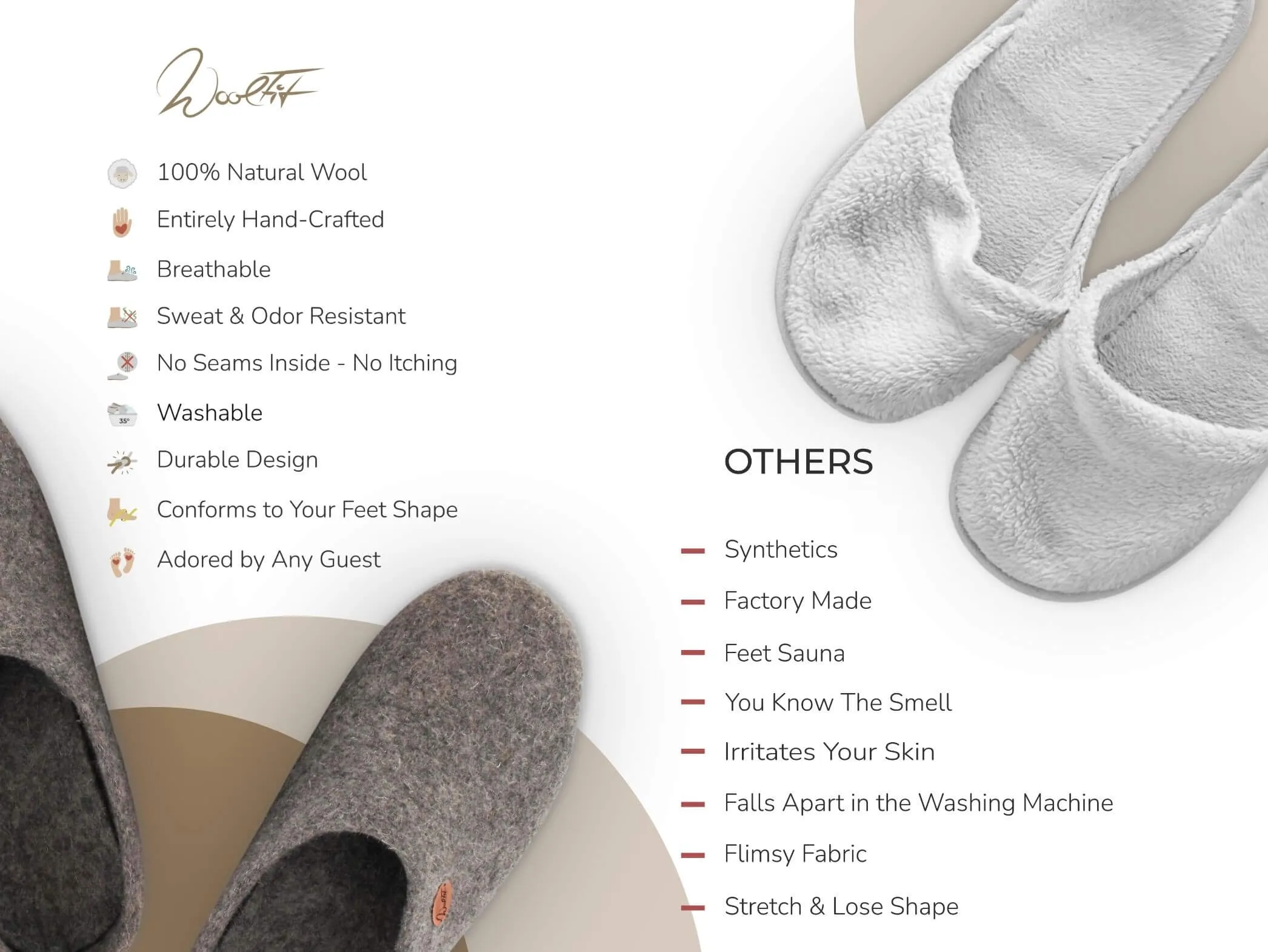 WoolFit Classic | Narrow Slippers with Insoles & Leather Sole