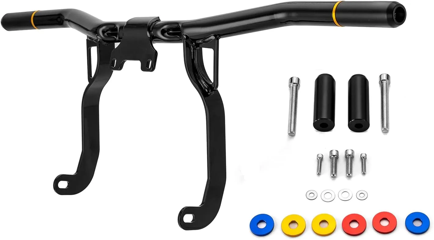 Wsays Front Engine Guard Flat-Out Highway Crash Bar Compatible with Harley Touring Street Road Electra Glide Road King 2014-2023 Models (Gloss Black)