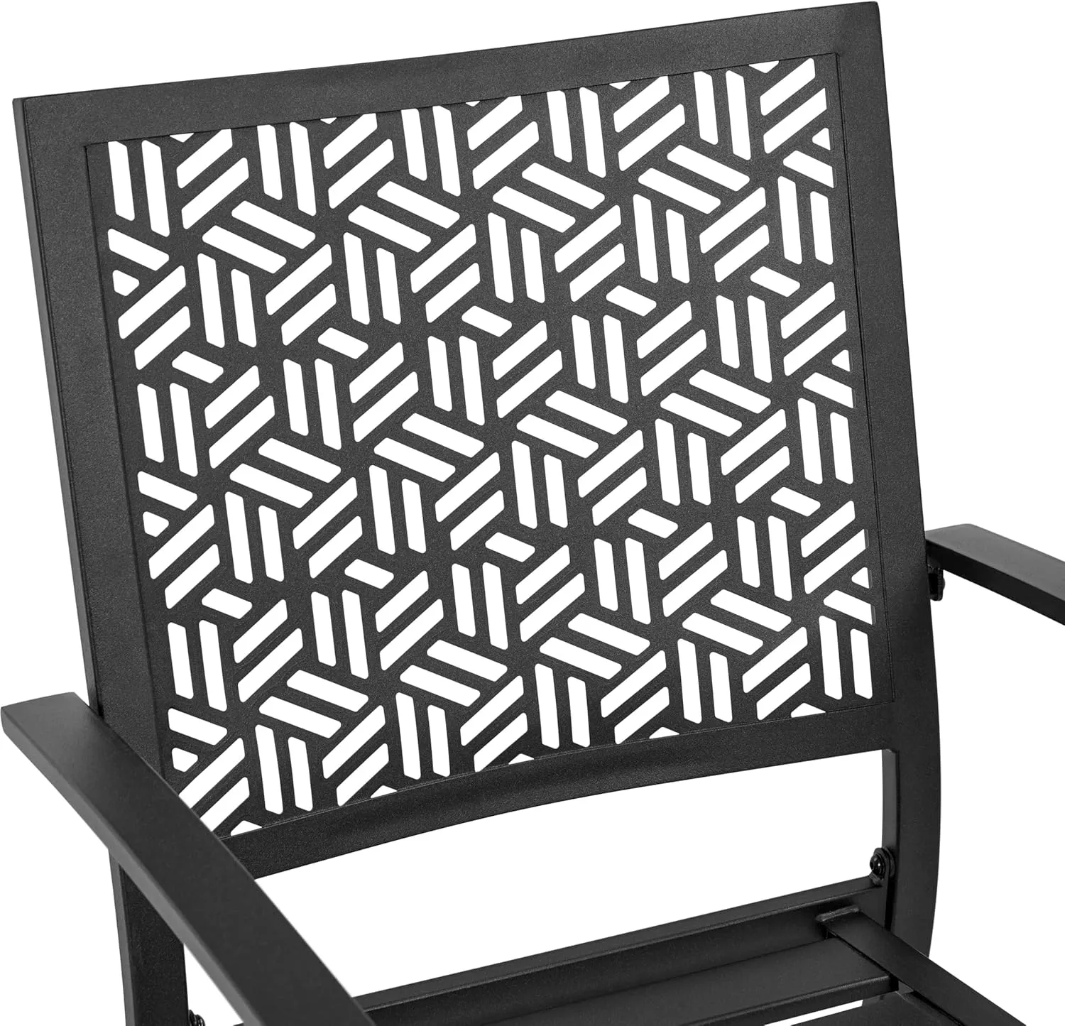 Yaheetech Outdoor Dining Chairs Set of 4, Modern Steel Bistro Chairs with Slatted Seat and Hollow Geometric Pattern-Dotted Back for Garden, Lawn, Porch, Backyard, Pool