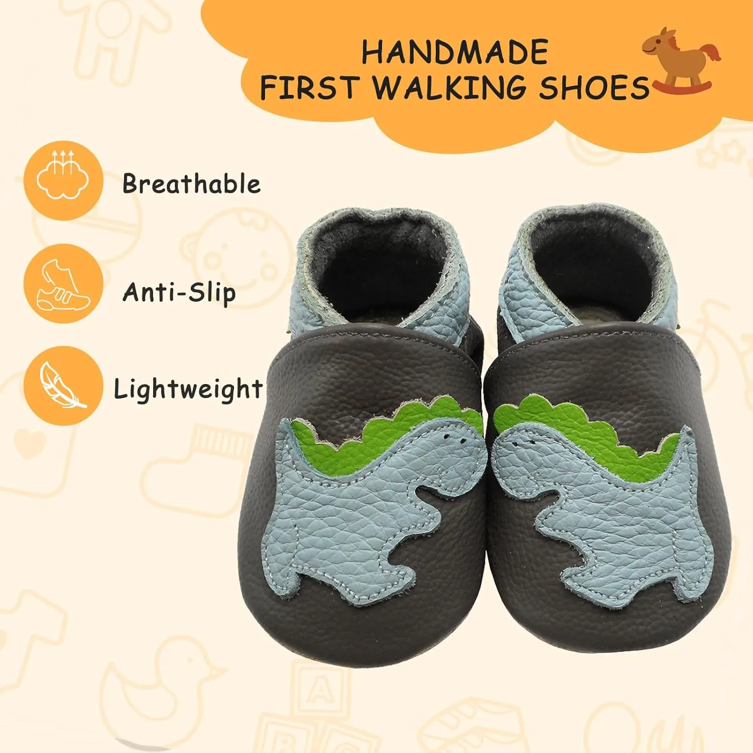 YALION Baby Soft Leather Shoes Suede Sole Infant Toddler First Walking Sports Crib Moccasins