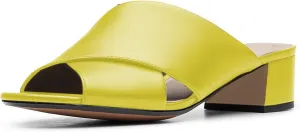 YDN Women Cross Strap Block Heeled Clog Mules Slip On Slide Sandals Summer Fashion Slipper Shoes