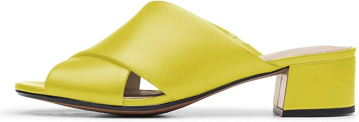 YDN Women Cross Strap Block Heeled Clog Mules Slip On Slide Sandals Summer Fashion Slipper Shoes