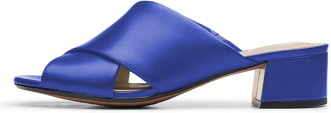 YDN Women Cross Strap Block Heeled Clog Mules Slip On Slide Sandals Summer Fashion Slipper Shoes