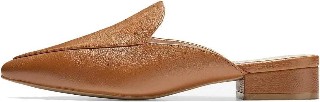 YDN Women Low Heel Comfort Mules Slip on Backless Sandals Pointed Toe Flats Loafers Slide Slipper Easy Walking Shoes