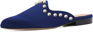 YDN Women Low Heel Comfort Pumps Slip on Mules Slide Sandals Pointed Toe Flats Loafers Backless Slipper Shoes