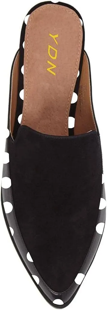 YDN Women Low Heel Mules Slip On Flats Loafers Pointy Toe Clogs Slide Slipper Shoe Size 4-15 US