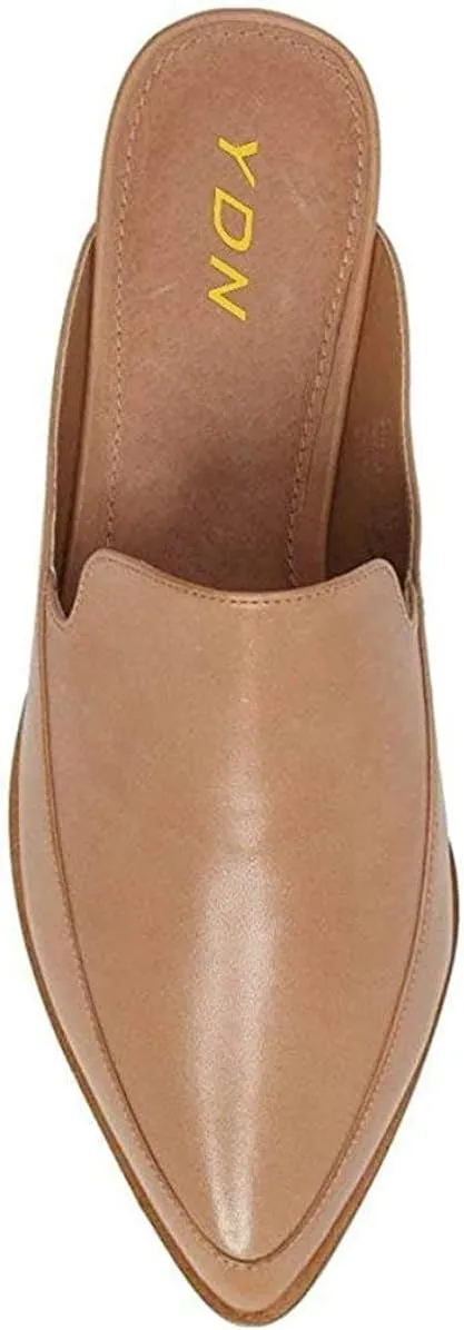 YDN Women Low Heel Mules Slip On Flats Loafers Pointy Toe Clogs Slide Slipper Shoe Size 4-15 US