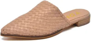 YDN Women Low Heel Mules Slip On Flats Loafers Pointy Toe Clogs Slide Slipper Shoe Size 4-15 US