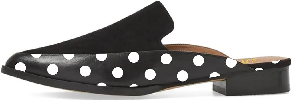 YDN Women Low Heel Mules Slip On Flats Loafers Pointy Toe Clogs Slide Slipper Shoe Size 4-15 US