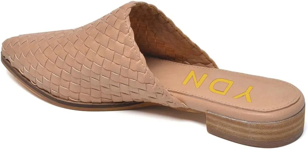 YDN Women Low Heel Mules Slip On Flats Loafers Pointy Toe Clogs Slide Slipper Shoe Size 4-15 US