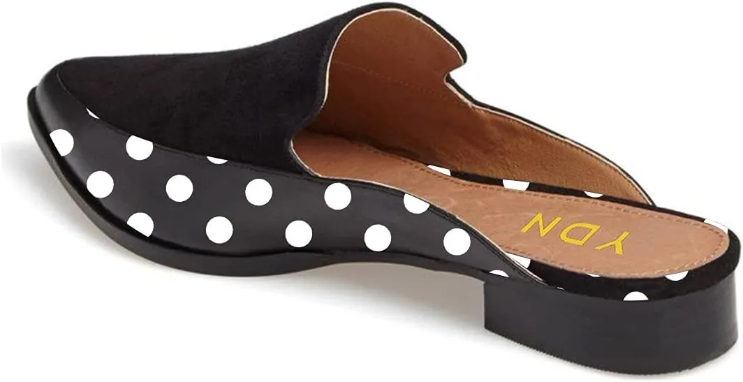 YDN Women Low Heel Mules Slip On Flats Loafers Pointy Toe Clogs Slide Slipper Shoe Size 4-15 US