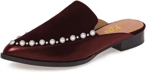 YDN Women Low Heel Mules Slip On Flats Loafers Pointy Toe Clogs Slide Slipper Shoe Size 4-15 US