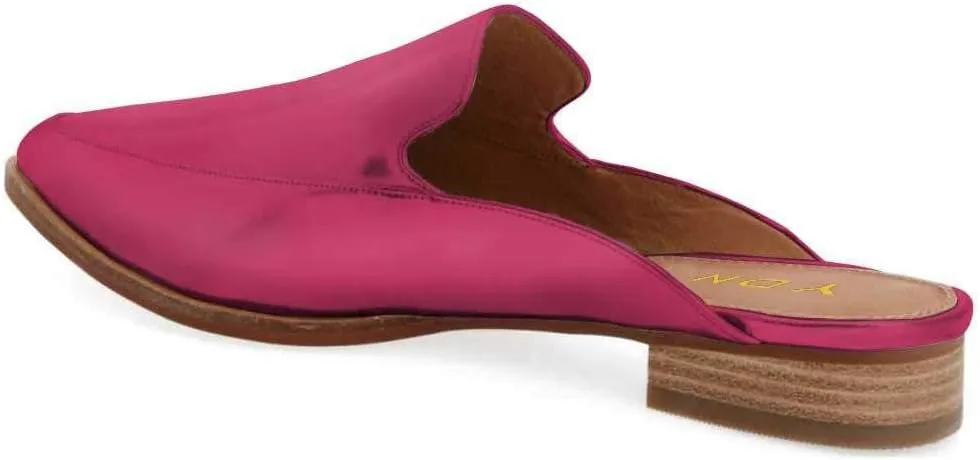 YDN Women Low Heel Mules Slip On Flats Loafers Pointy Toe Clogs Slide Slipper Shoe Size 4-15 US