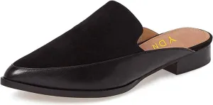 YDN Women Low Heel Mules Slip On Flats Loafers Pointy Toe Clogs Slide Slipper Shoe Size 4-15 US