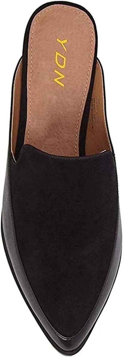 YDN Women Low Heel Mules Slip On Flats Loafers Pointy Toe Clogs Slide Slipper Shoe Size 4-15 US