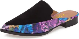 YDN Women Low Heel Mules Slip On Flats Loafers Pointy Toe Clogs Slide Slipper Shoe Size 4-15 US
