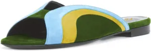 YDN Women Peep Toe Low Heel Mules Sandals Slip on Slipper Slide Clogs Shoes