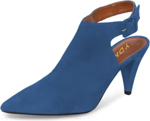 YDN Women Pointed Toe Cone High Heels Slingback Booties Ankle Strap Faux Suede Buckle Party Dress Sandal Size 4-15 US