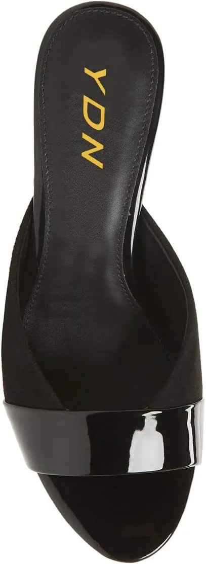 YDN Women Trendy Peep Toe Mid Heel Pumps Slip on Mules Slide Slipper Stiletto Shoes Size 4-15 US