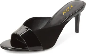 YDN Women Trendy Peep Toe Mid Heel Pumps Slip on Mules Slide Slipper Stiletto Shoes Size 4-15 US