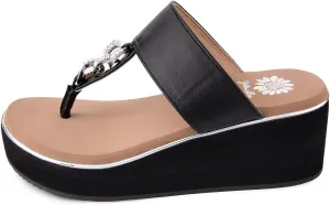 Yellow Box Women's Darcy Wedge Sandal, Round Toe, Medium-High 2.75 Inch Heel, 1.25 Inch Platform Comfortable Flip-Flop