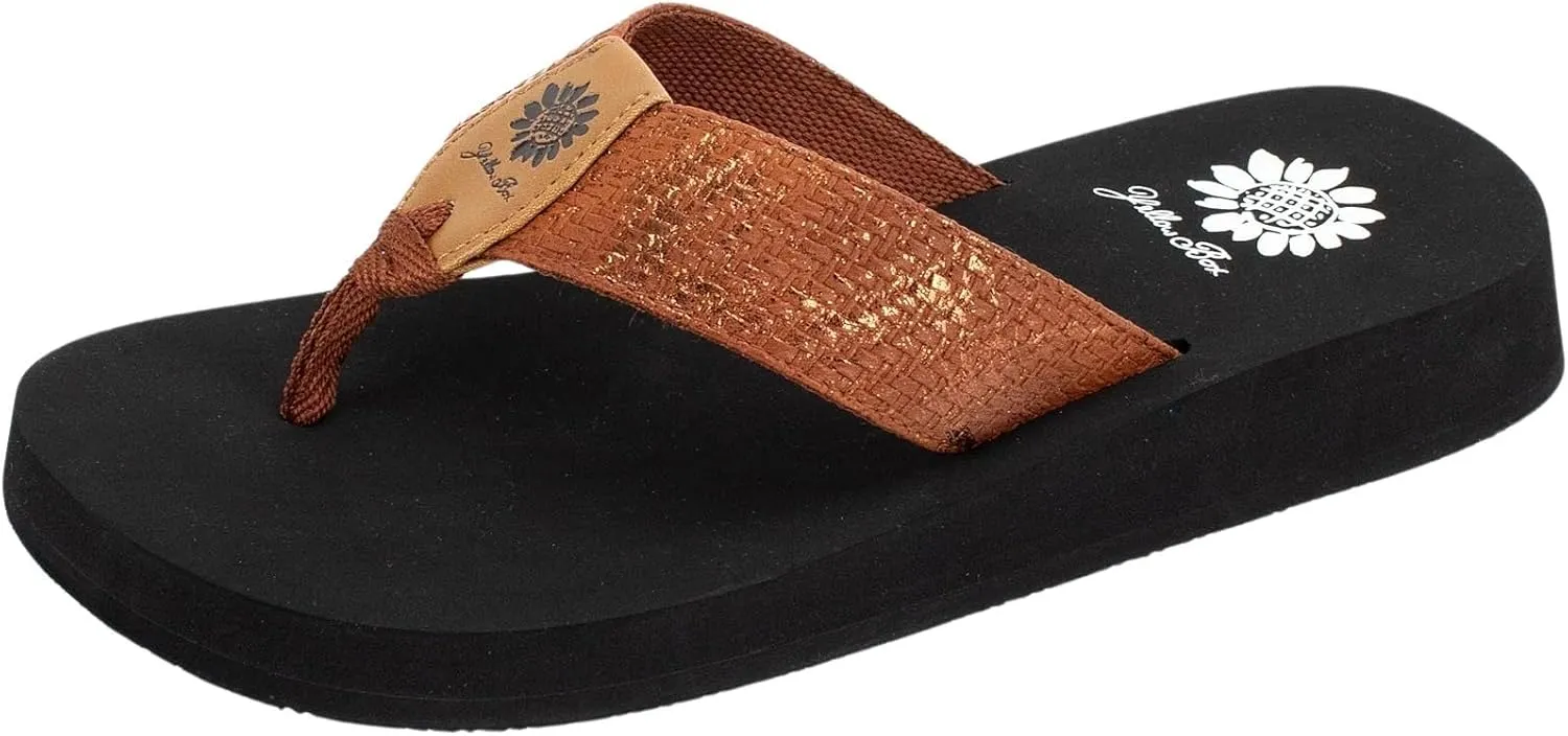 Yellow Box Women's Frinna Flip Flop Sandal, Platform Height 0.75 inch, Heel 1 inch, Cute & Comfortable
